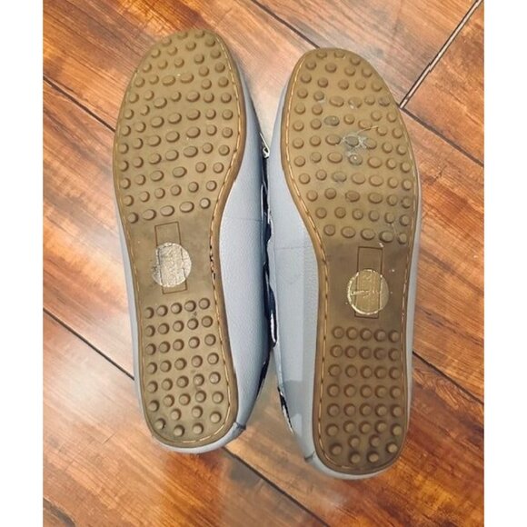 Lauren Ralph Lauren Becka Preppy Lilac-Gray Leather Loafers Blue-White Bow 7.5B - Picture 8 of 9